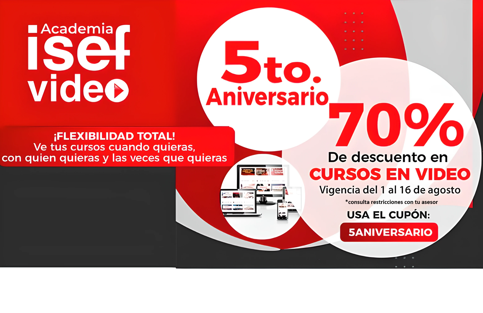 <span style="font-size:13.0pt;"><b>70% de descuento en todos los cursos en video</b></span>